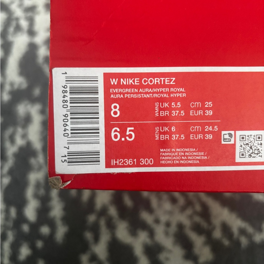 Size 8- Nike Cortez Evergreen Aura Hyper Royal Women’s Shoes IH2361 300 No Lid - Picture 10 of 10